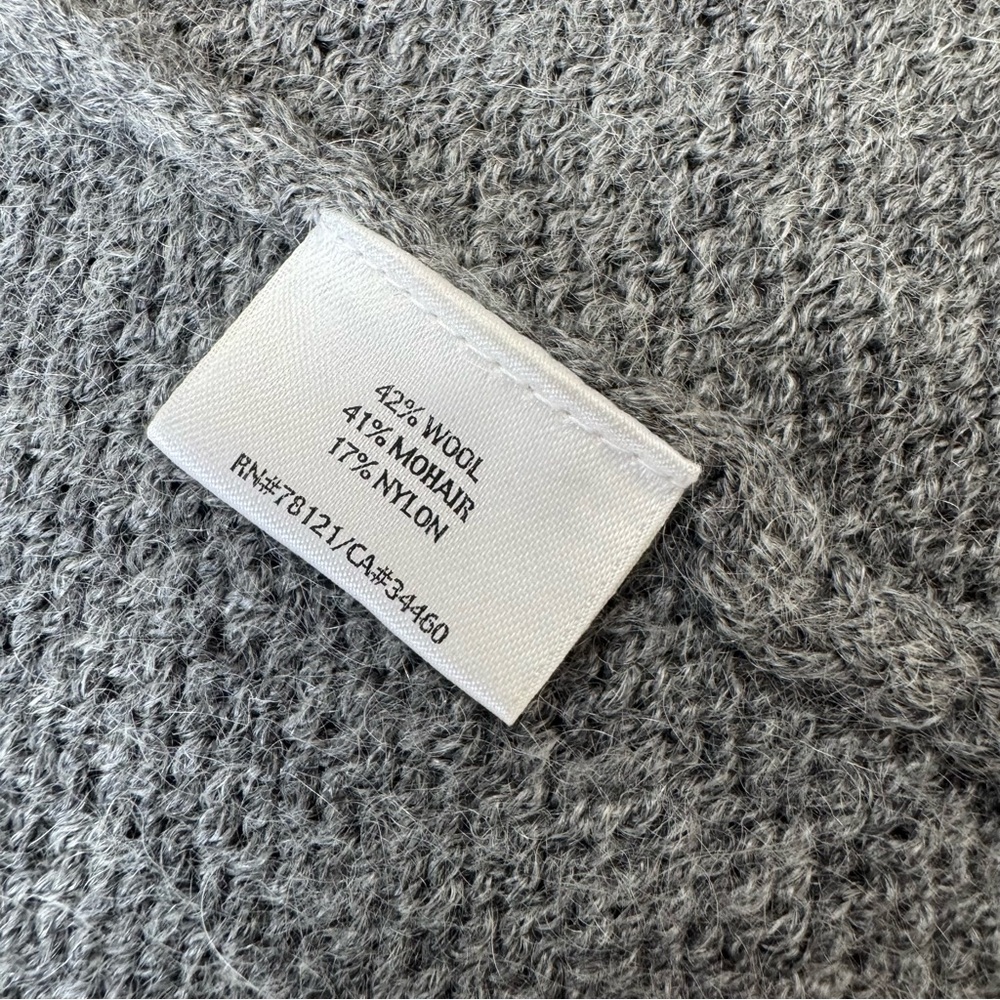 Eileen Fisher Wool Mohair Knit Open Front Hooded Hood Gray Vest Sweater Sz S - Picture 2 of 12